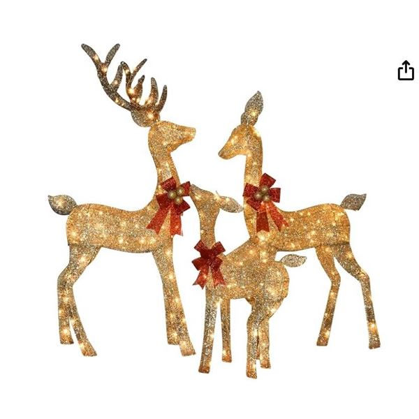 CALISTOUK 4.3 FT Christmas Lighted Large Reindeer Family Xmas Lighted Christmas Decorations Deer Out