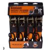 Image 1 : Stinson 4-Piece Ratchet Tie-Down Set, 1 in. x 12 ft., 1200 LBS Capacity