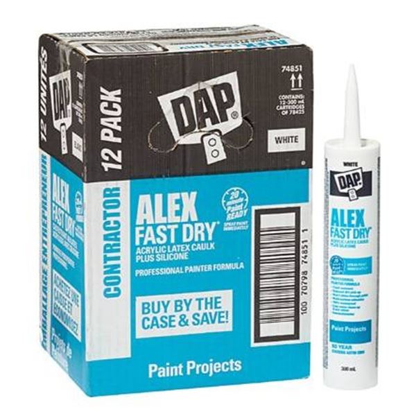 Lot of 10 DAP Alex Fast Dry Acrylic Latex Sealant Cartridges, 300 ML Each