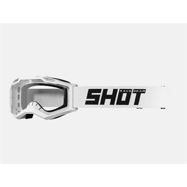 Shot Race Gear Assault 2.0 Goggles in Astro White with Model Information Visible