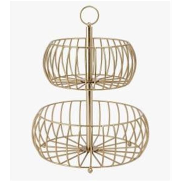 Over & Back 2-Tier Metal Basket With Wire Construction