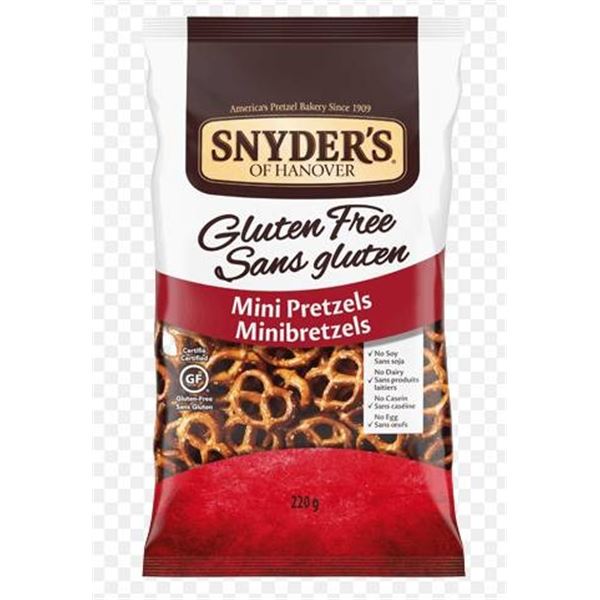 Snyder’s of Hanover Gluten-Free Mini Pretzels, 220g, Pack of 12