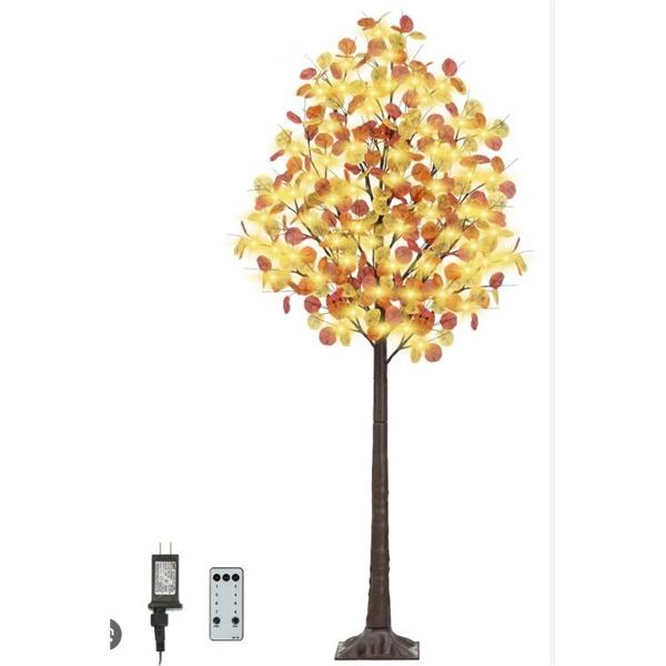 Fall Lighted Birch Leaves with 9ft Lights