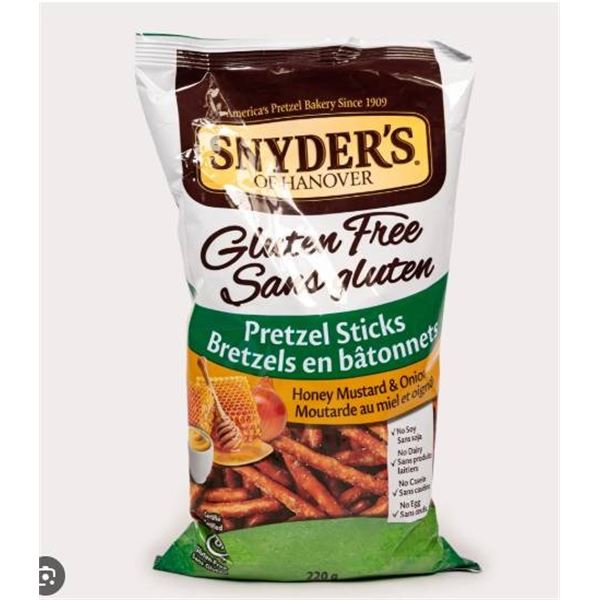 Snyder’s Gluten-Free Pretzel Sticks, 200 g, Honey Mustard & Onion