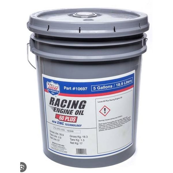 Lucas Racing Engine Oil 60 Plus – 5 Gallons / 18.9 Liters