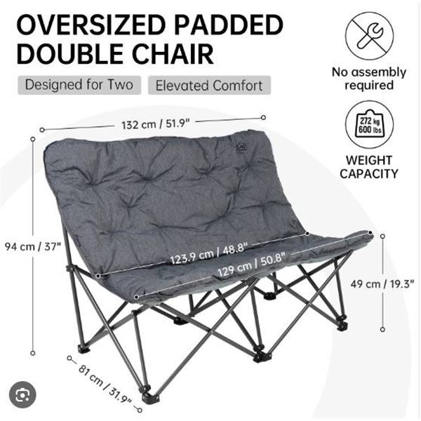 KingCamp Double Camping Chair with 600 lb Weight Capacity