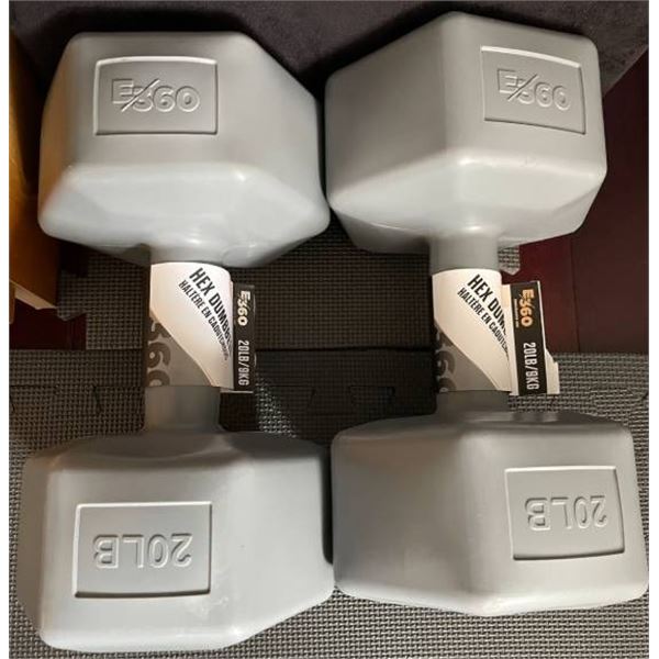 E360 Endurance Hex Rubber Dumbbell  20LB Set of 2