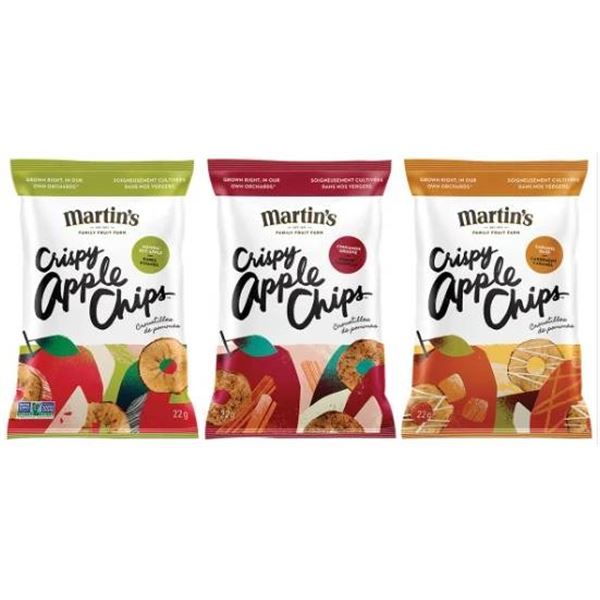 Martin’s Crispy Apple Chips Variety Pack, 24 Bags, 22g Each