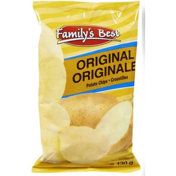 Family’s Best Potato Chips – 18 Bags, 130g Each
