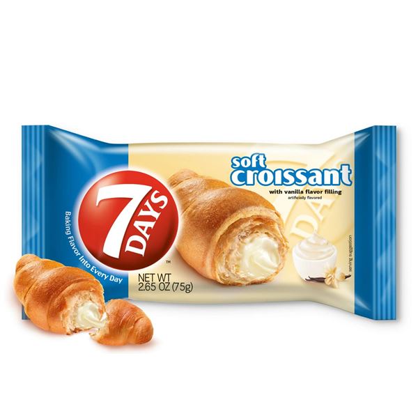 7 Days Croissant with Vanilla Flavor Filling, 6 x 2 packs