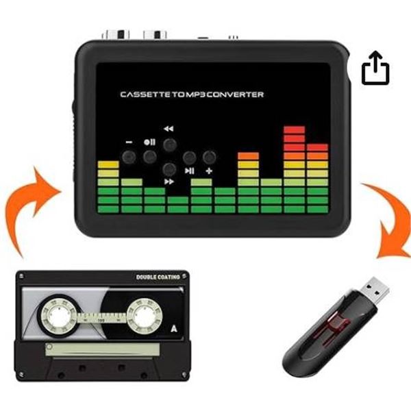BlumWay USB Cassette to MP3 Converter, Portable Tape Cassette Player to MP3 Format, Audio Music Cass