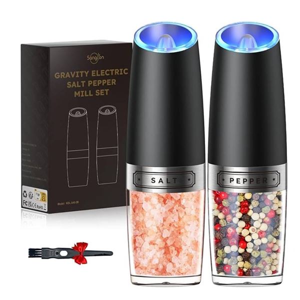 Forlim Electric Salt and Pepper Grinder Set with LED Light