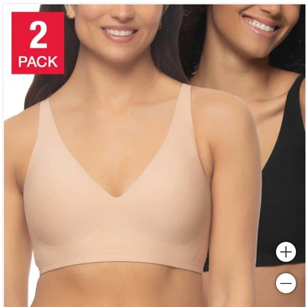 Buffalo David Bitton Seam-Free Wireless Bra, 2-Pack, Size XL/TPG