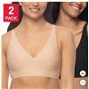 Image 1 : Buffalo David Bitton Seam-Free Wireless Bra, 2-Pack, Size XL/TPG