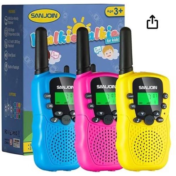 Sanjoin Walkie Talkies Set of 3 for Kids with LCD Screen – Age 3+