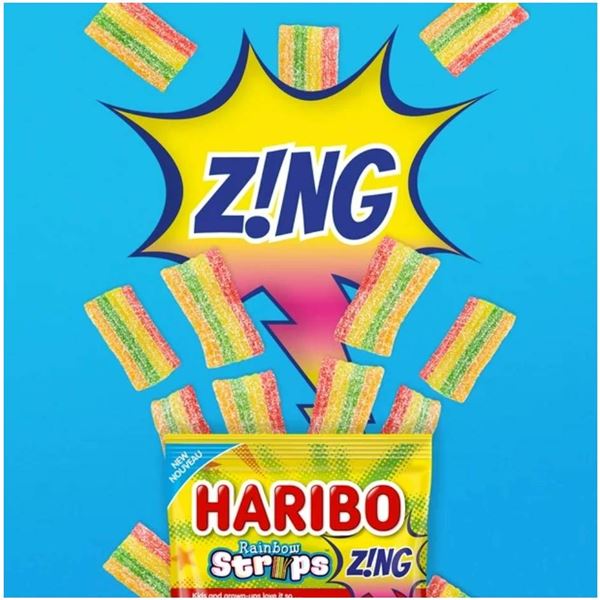 Haribo Rainbow Strips Zing 12 x 170g Gummy Candy Assortment