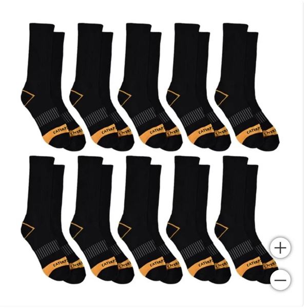 Caterpillar Men’s Performance Crew Length Sock, 10-pair