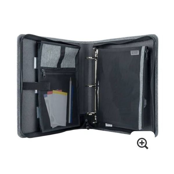 Hilroy Black Zippered Binder With Handle and Multiple Storage Compartments 2″