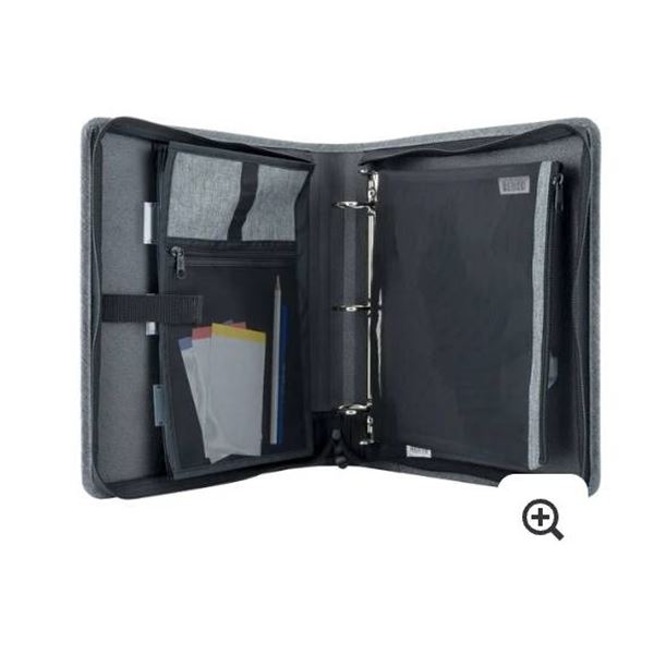 Hilroy Black Zippered Binder With Handle and Multiple Storage Compartments 2″