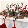 Image 1 : Christmas Stocking Holders for Mantle 3D Reindeer Stocking Hangers Hooks Mantel Garland Clips Metal 