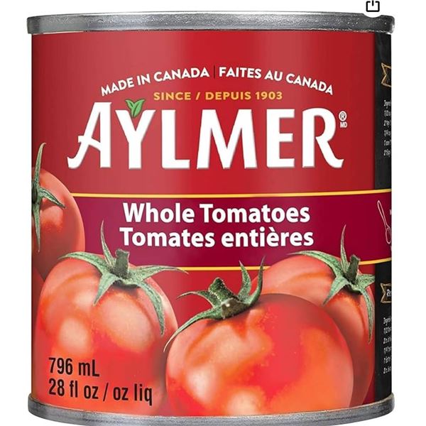 Aylmer Whole Tomatoes 4 X 796 ml Cans