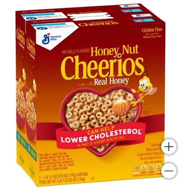 Honey Nut Cheerios Cereal 1.51kg Two-Pack by General Mills