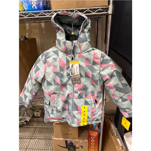 XMTN Girls’ Winter Jacket with Hood in Geometric Pattern