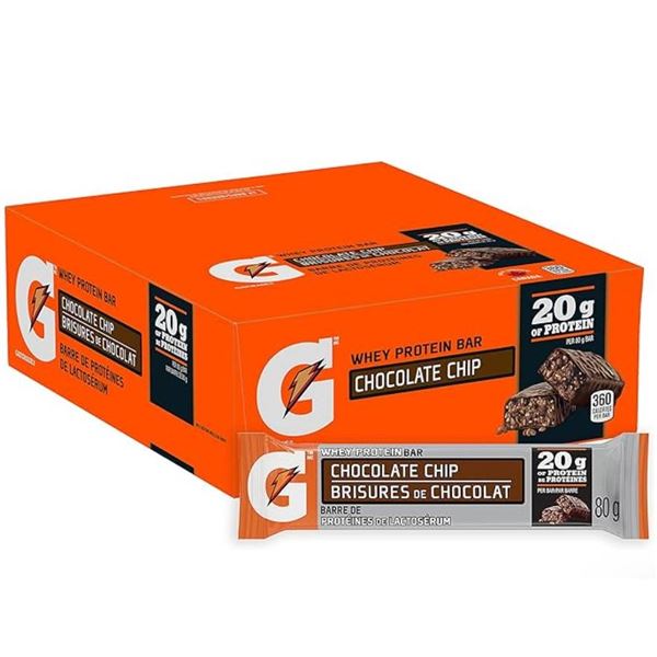 Gatorade Whey Protein Bars Chocolate Chip, 12 Bars, 2.8 Oz Each