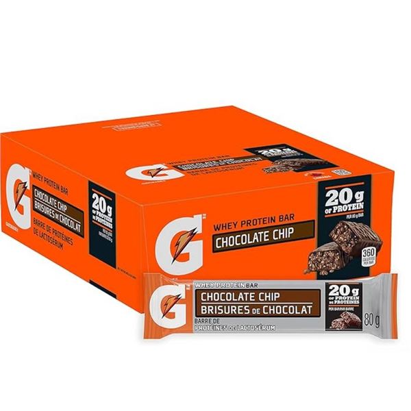 Gatorade Whey Protein Bars Chocolate Chip, 12 Bars, 2.8 Oz Each