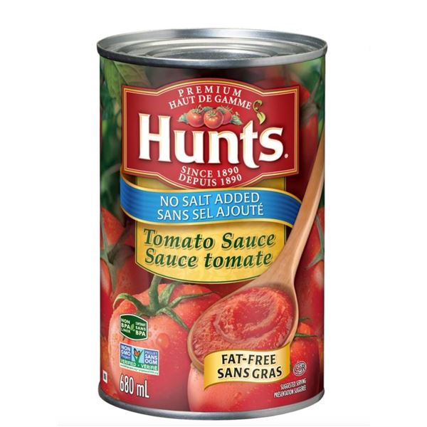 Hunt’s Tomato Sauce, No Salt Added, 680 ml (6-Pack)