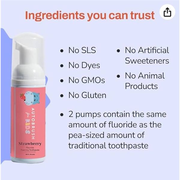 Autobrush for Kids Toothpaste Set – Bubblegum, Mint, and Strawberry Flavors