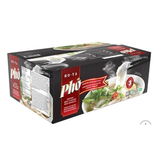 Ho-Ya Instant Beef Flavour Pho Rice Noodles, 12 × 70 g
