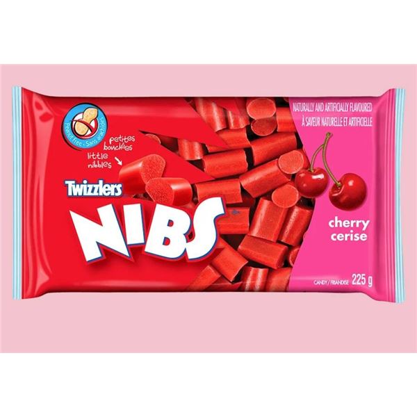 Lot of 10 Twizzlers Nibs Cherry Flavored Candies – 225g Per Bag