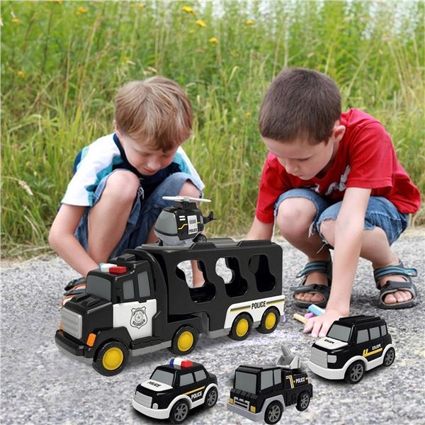 Police Cars Pull Back Car Series with Accessories for Ages 3+