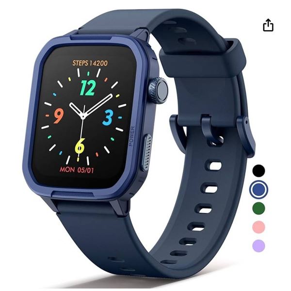 Blue Smartwatch for Kids, Fitness Tracking, Compatible with iOS/Android