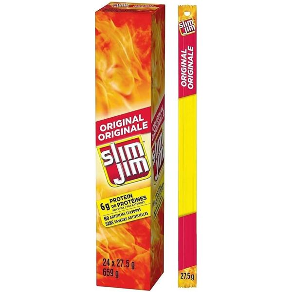 Slim Jim Spicy Sausage Sticks 24-Pack, 27.5g Each, 659g Total