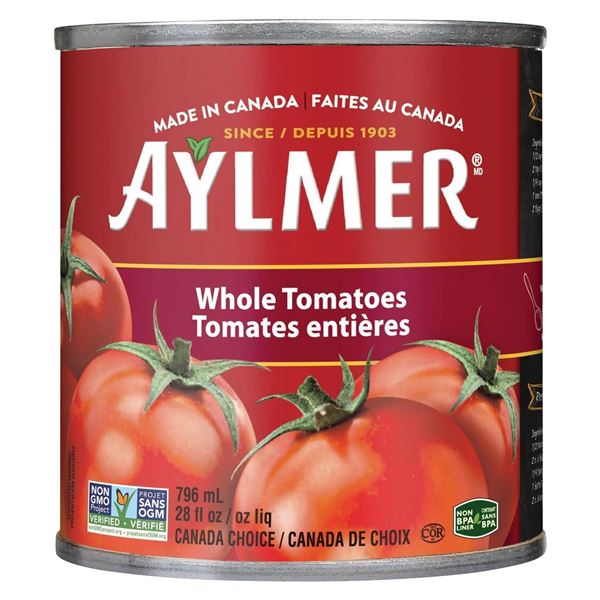 Aylmer Whole Tomatoes 8 Cans x 796 mL