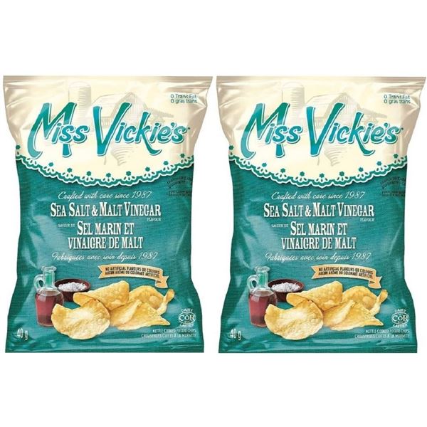 Miss Vickie’s Sea Salt & Malt Vinegar Kettle Cooked Chips 40-Bag Single Serve 40g Each