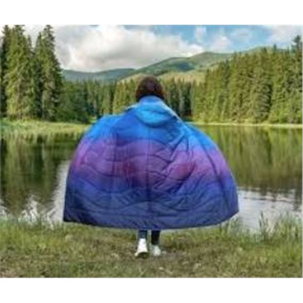 Purple And Blue Hooded Outdoor Blanket