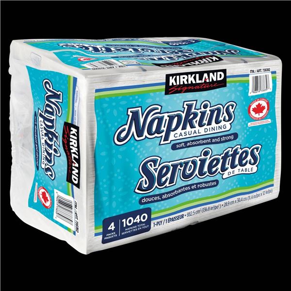 Kirkland Signature Casual Dining Napkins Pack of 4 (1040 Sheets)