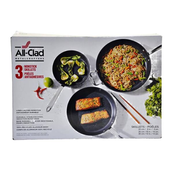 All-Clad 3-Piece Nonstick Skillet Set – 8, 10, and 12 Inches
