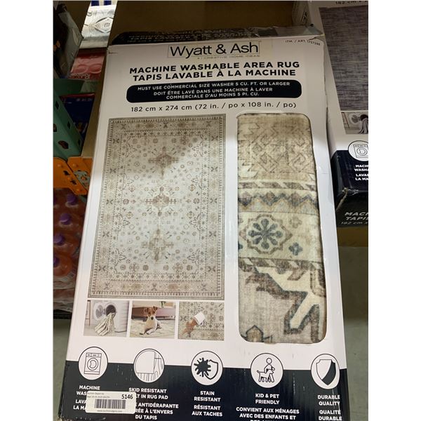 Wyatt & Ash Machine Washable Area Rug, 182×274 cm