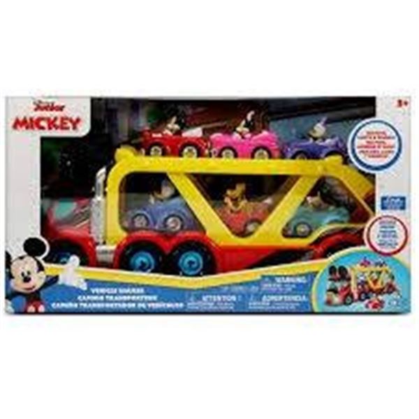 Disney Mickey Mouse Vehicle Hauler Toy Set for Ages 3 and Up