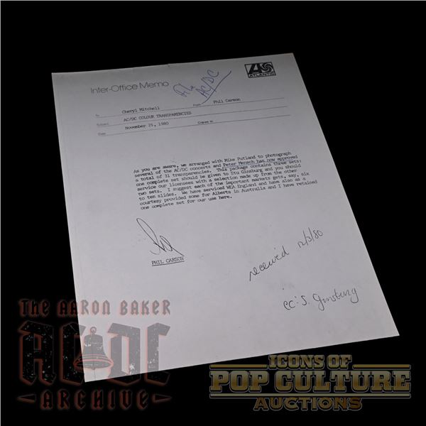AC/DC - Atlantic Records File Copy Inter-Office Memo - 2176
