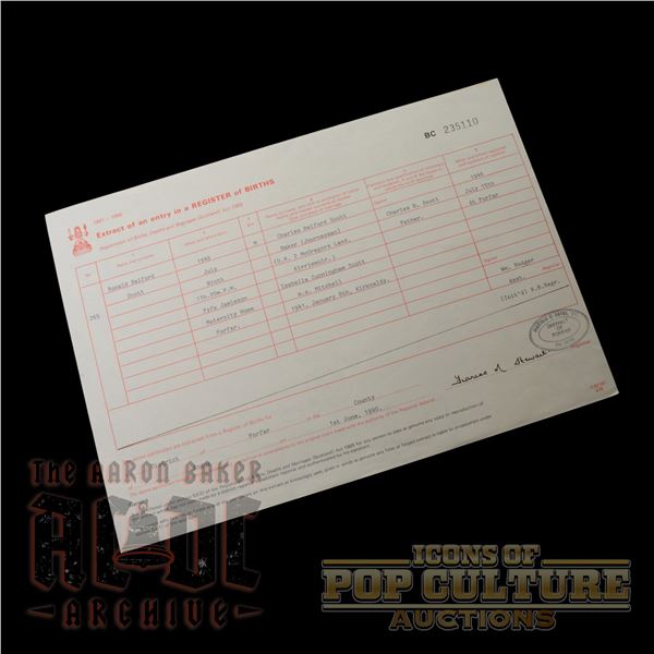Bon Scott – Certified Copy of Birth Certificate - 2028