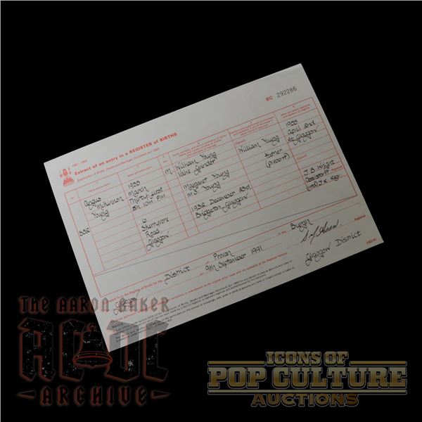Angus Young – Certified Copy of Birth Certificate - 2026