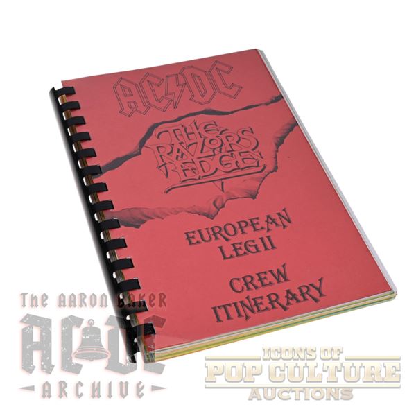 AC/DC - The Razors Edge European Leg II Crew Itinerary Book - 2184