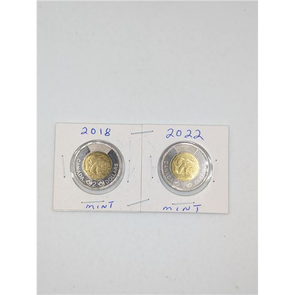 2018 - 2022 2 CDN Toonies MINT