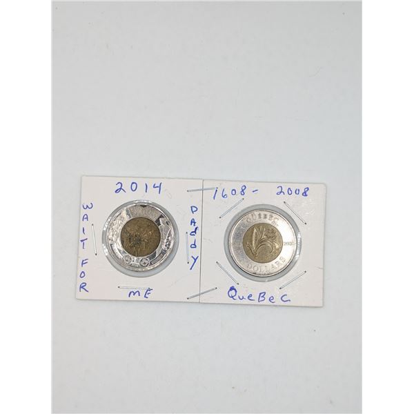 2008 - 2014 2 CDN Toonie, Quebec & Wait For Me Daddy