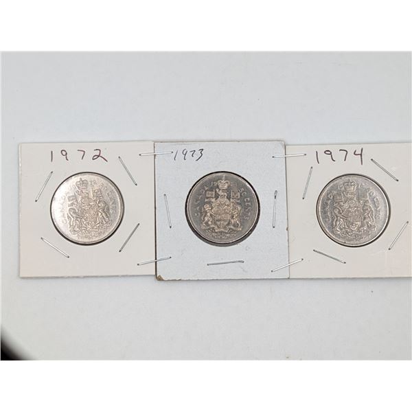 1972 / 73/ 74 3 CDN Half Dollars